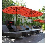 9Ft 3-Tiers Patio Umbrella,Beach Umbrella & Tilt Mechanism Portable Sunshade Umbrella for Beach Garden Outdoor