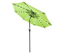9ft 8 Ribs Patio Umbrella Solar Powered 32 LED Crank and Tilt Outdoor Sun Shade, Easy Carry and Storage Patio Umbrella