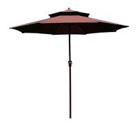 9ft Garden Shade Umbrella with Imitation Wood Metal Pole for Backyard/Hotel/Photo Studio Ventilation Double Top