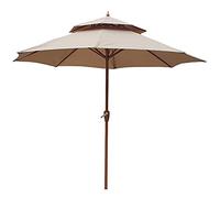 9ft Garden Shade Umbrella with Imitation Wood Metal Pole for Outdoor Leisure Area/Hotel/Golf Course Ventilation Double
