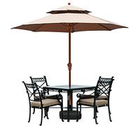 9ft Garden Shade Umbrella with Imitation Wood Metal Pole Outdoor for Restaurant/Pool/Golf Course Ventilation Double Top
