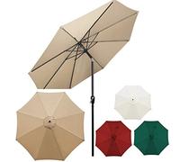 9ft Outdoor Market Table Umbrella, Outdoor Umbrellas for Patio, Outdoor Table Umbrella with Tilt and Crank Table, Metal Pole with 8 Ribs, Sun Protection Polyester Fabric, Without Base
