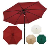 9ft Outdoor Market Table Umbrella, Outdoor Umbrellas for Patio, Outdoor Table Umbrella with Tilt and Crank Table, Metal Pole with 8 Ribs, Sun Protection Polyester Fabric, Without Base