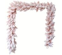 9FT Pink Artifical Dense Christmas Vines Fake Cedar Wreath Rattan Garland Fireplaces Table Porch Xmas Decor(2.7M)