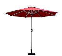 9ft Round Red Outdoor Garden Market Umbrella with Push Button Tilt and Crank for Lawn Deck Backyard & Pool