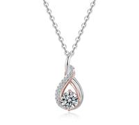 9K/14K/18K Weißgold Rotgold Halskette Echtschmuck Eternity Träne Anhänger Damenkette 45 cm, Oro blanco de 18 quilates, oro rosa, Moissanita