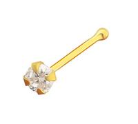 9K Garra Oro Amarillo Set 3MM Redonda Piedra de la CZ 22 Calibre Nariz Hueso Nariz Stud Piercing