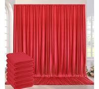 9m×3m sin Arrugas Cortinas sobre Fondo Rojo para la Fiesta de Boda, 6 Paneles de poliéster Rojo de 1,5 m × 3m Fondo Teatro decoración cumpleaños Baby Party Nupcial Ducha fotografía
