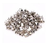 9mm Brass Copper Square Rivets 100 PCS | Metal Rivets for Leather Craft/Apparel/Shoes | DIY Decoration Accessories for Bags & Clothing (Silver)