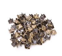 9mm Brass Copper Square Rivets 100 PCS | Metal Rivets for Leather Craft/Apparel/Shoes | DIY Decoration Accessories for Bags & Clothing (Antique Brass)