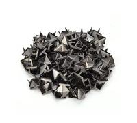 9mm Brass Copper Square Rivets 100 PCS | Metal Rivets for Leather Craft/Apparel/Shoes | DIY Decoration Accessories for Bags & Clothing (Silver Black)