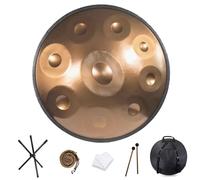 9Notes - Tambor de mano de acero para instrumentos de percusión de 22 pulgadas con pantalones de mano suaves, 2 carteras, soporte para panificador, paño sin lint