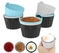 9pcs Air Fryer Egg Poacher Tazas Food Grado Silicona Huevo Poaching Tazas Ramekins Round Silicone Roundable Roucone Tazas de huevo Puchador de huevos para horno de aire 6,5 x 5 x 5,5 cm BOBASH