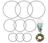 9Pcs Aro de Metal de Flores de Manualidades Negros, 10cm/15cm/20cm Anillos de Metal de Macramé de Pared, Anillos Redondo de Atrapasueños para Decoración de Fiestas Corona de Boda