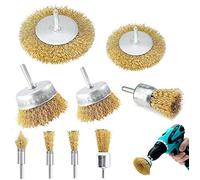 9Pcs Cepillo de Alambre Taladro, Revestido de Latón Rueda de Cepillo de Alambre y Cepillo de Copa Set Cepillo de Alambre Taladro Set para Quitar Óxido, Quitar Pintura, Quitar Polvo, Desengrasar