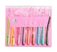 9PCS Crochet Hook Set Color Coded Ergonomic Handles Premium TPR Aluminum 2.0 to 6.0mm for Knitting Blankets Hats Scarves