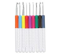 9Pcs Crochet Set ABS 2Color Plastic Handle DIY Hand Woven Sweater Knitting Tools Ergonomic Glossy Hooks for Beginners Grandmothers Mothers Children 16cm 6.3in 2.0mm to 6.0mm