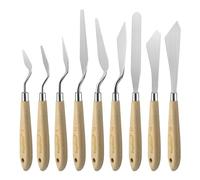 9pcs Paint Palette Knife Art Craft Large Pallet Spatula Tool Set for Oil, Acrylic Pouring, Small Canvas Spray Painting, Watercolour Professional Artists Accessories Kid Set with Black Wooden Handle