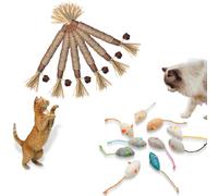 9PCS Ratones para Gatos para Jugar, con 6PCS Masticar Palos Gato, Catnip Juguetes Peluche Ratones, Palitos para Masticar Gato Juguete,Juguetes del Catnip