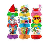 9Pcs Summer Party Decorations Honeycomb Centerpiece, Hello Summer Party Decorations Centerpiece, for Beach Party Decorations