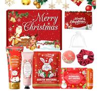 9Piezas Regalos para Navidad Mujer, con Crema Corporal, Crema de Manos Navidad, Mascarilla Cara, Mascarilla Labios, Protector Labial, Bolas de Baño, Coletero Navidad, Tarjetas para Regalos de Navidad