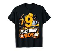 9th Birthday Boy Construction Truck 9 Years Old Party Camiseta