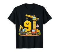 9th Birthday Boy Construction Truck 9 Years Old Party Camiseta