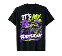 9th Birthday Monster Truck Party 9 Years Old Boys Theme Camiseta