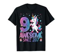 9th Birthday Unicorn Outfit for 9 Year Old Girls Since 2017 Camiseta