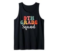9th Grade Squad Retro Groovy Men Women First Day of School Camiseta sin Mangas