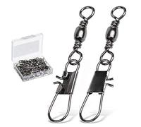 9Tong Barril de Aparejos de Pesca Broche Giratorio Alta Resistencia Giratorio Broche Agua Salada Acero Inoxidable Broches de Barril de Pesca 50pcs 24lbs