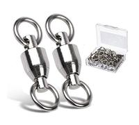 9Tong Giratorios Conectores Emerillones Imperdibles de Pesca Rolling Swivels Alta Resistencia Rodamiento de Bolas Giratorio con Sólido Anillos 25pcs 110lbs