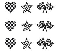 9uds Parches de Carreras, Parches de Carreras Parches Ropa Termoadhesivos Corazón Parche de Estrella a Cuadros Parches a Cuadros para Ropa Vestido Sombrero Jeans