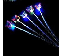 9UP™ 2 pinzas de pelo de mariposa con luz LED intermitente, horquilla de fibra óptica trenzada, decoración de fiesta, recuerdos de fiesta para niñas y mujeres, horquilla LED (paquete de 2 unidades)