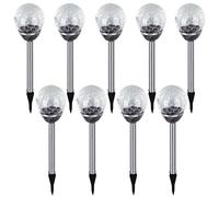 9x Lámpara Solar LED Esfera Solar para Jardín Acero Inoxidable | Plateada