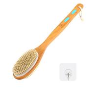 A-1ux Cepillo de ducha con cerdas suaves y rígidas, cepillo de cuerpo de mango largo de doble cara, exfoliante corporal para cepillado húmedo o seco