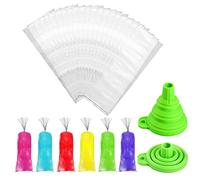 A/A 100 unidades de tubos de congelación - Eiss-eis-am Stiel-Formbeutel Popsicle para DIY Ice Popsicle Ice Cream Mold Bags Un embudo de silicona para hacer helados