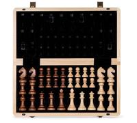 A&A Juego de ajedrez magnético Plegable de Madera de 38,1 cm con Piezas de ajedrez Staunton de 7,6 cm de Altura - Caja de Pino con Incrustaciones de Nogal y Arce