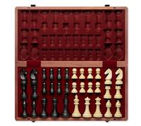 A&A Juego de ajedrez y Damas de Madera Plegable de 15 "con Piezas de ajedrez de Altura King de 3" / 2 Piezas de ajedrez de Madera de Reina Adicio