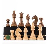 A&A Piezas de ajedrez de madera Staunton con triple peso de alta calidad con 2 extra Queen, altura King de 9,5 cm, 2 bolsas de almacenamiento, madera de nogal natural