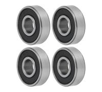 A ABSOPRO 4 piezas Rodamientos Rígidos de Bolas 607-2RS P6 7x19x6mm Rodamientos Lubricados Doble Sellado de Goma Negro Tono Plateado para Rueda de Patinete Skateboard Reemplazo de artículo