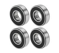 A ABSOPRO 4 piezas Rodamientos rígidos de bolas 6202-2RS P5 15x35x11mm Rodamientos lubricados Doble sello de goma Negro Tono plateado para rueda de scooter y monopatín Reemplazo de artículo