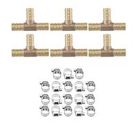 A ABSOPRO 6 Juegos 12mm En Forma de T Conector para Manguera Espiga Latón Manguera Acople Conector con Abrazadera