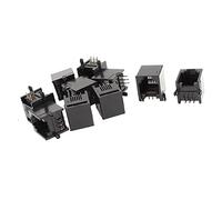 A ABSOPRO Conector RJ11 Modular 6P6C Negro 10 Pcs para Teléfono | Plástico, Sin Blindaje, 6 Pasadores Redondos, Montaje En PCB, Compatible Con RJ12