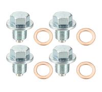 A ABSOPRO Tapón De Drenaje De Aceite Con Arandela Para Toyota Avensis 97-13 | 4Pcs, Acero Inoxidable, Plateado, M12x1.25, 24x22mm, OE90341-12012, Para Toyota Celica99-05, 87-92, 04-07, Hilux 84-97, 01-13