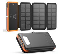 A ADDTOP Solar Power Bank 10000mAh - Cargador rápido 15W para móviles con USB-C Entrada/Salida - Cargador portátil inalámbrico con Linterna LED para iPhone, Android y Actividades Outdoors