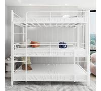 A ALFRESCOOL Cama Triple 92x192cm x3, Litera, Cama Triple Pesada, Cuna, Barandilla Continua de Escalera Integrada, Dormitorio/Dormitorio, Sin Plumas Necesario (Blanco)