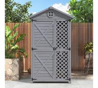 A ALFRESCOOL Cobertizo de almacenamiento de madera para muebles de jardín para exteriores, para jardín, terraza, sin decoloración, resistente a la intemperie, sin mantenimiento, seguro y protegido
