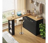 A ALFRESCOOL Mesa de bar extensible, mesa de bar con espacio de almacenamiento, mesa alta isla de cocina, mesa portátil con 1 cajón y 2 estantes, para cocina, salón, comedor, 137-215 × 39 × 102.3 cm