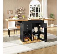 A ALFRESCOOL Mesa de comedor telescópica, mesa de cocina plegable para 4-6 personas, extensible, ahorra espacio, para cocina y salón, mesa con estantería para aperitivos y botellero, 110-140 x 80 cm